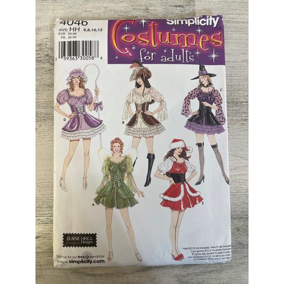 Simplicity Sewing Pattern 4046 Adult Costume Mean Girls Sexy Santa 6-12 UNCUT - Picture 1 of 2